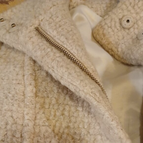 H & M Cream Wool Blend Boucle Zip Front Trench EU 32/ 2 US - Picture 9 of 11